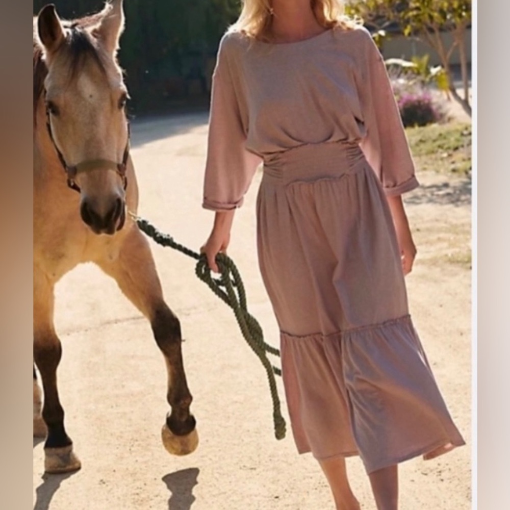 Free People Midi Dress in Soft Pink